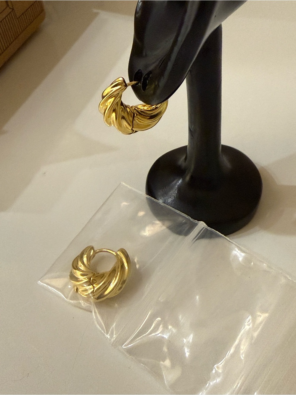 Chunky Croisssant Gold plated earring